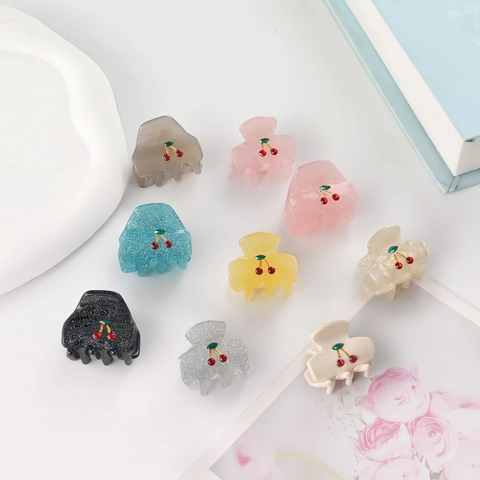 Mini Pinces À Cheveux Résine Décoration Cerise Douce Petites Épingles À Cheveux Coiffure Élégante Pour Femmes Filles