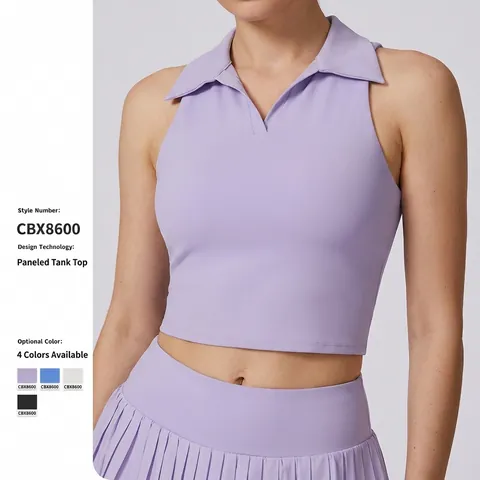 Completo Sportivo Donna Top Polo Senza Maniche E Gonna A Pieghe Nylon Spandex Traspirante Tennis Corsa Fitness