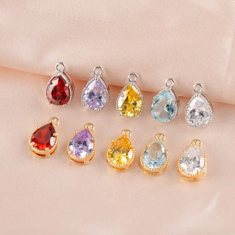 Pendenti Goccia Acqua Vetro Sfaccettato Ottone Placcato Oro 18K Ciondoli Per Creazione Gioielli Fai Da Te Orecchini Collana Accessori