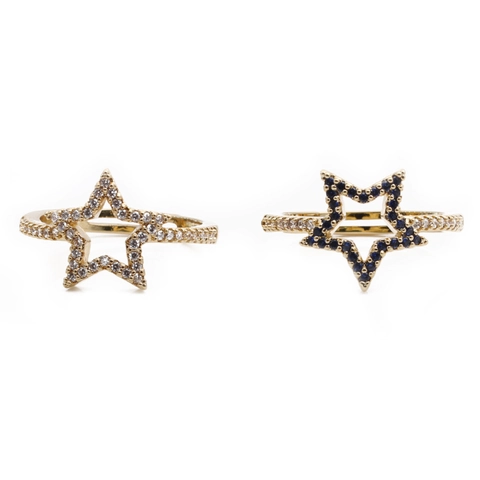Anillo de Cobre con Forma de Estrella a la Moda para Mujer Minimalista Chapado en Oro Micro Pave Circonia Anillo Ajustable Joyería