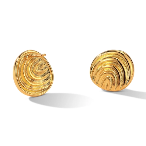 Orecchini a Bottone Francesi Vintage in Rame con Perno in Argento Sterling 925 Orecchini Metallici Geometrici Minimalisti per Donna