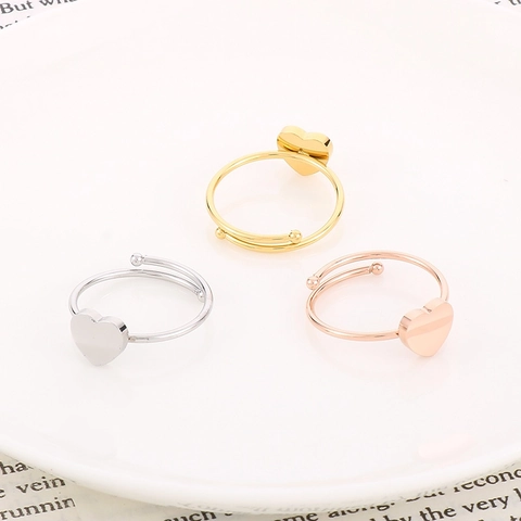 Anello Aperto A Cuore Minimalista Acciaio Inossidabile Regolabile Fascia Per Dita Gioielli Lucidati Regalo Per Donne Ragazze Accessorio Moda