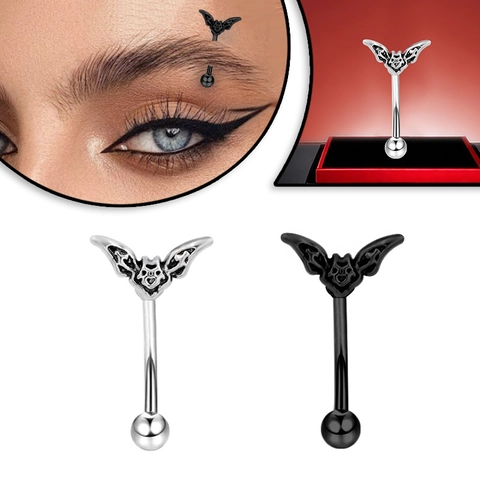 Piercing Sopracciglio Pipistrello in Acciaio Inossidabile 316 Gotico Gioielli Diavolo Bilanciere Curvo per Donna Uomo Halloween
