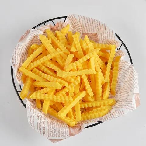 Realistic Artificial Crinkle Cut French Fries Model PVC Simulation Food Photography Props Window Display Ornament