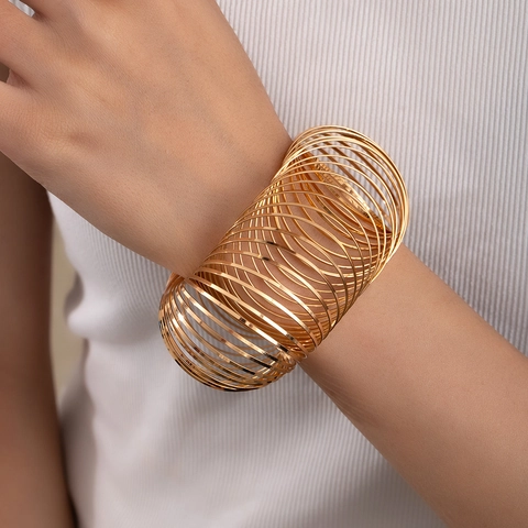 Bracciale A Molla Spirale In Metallo Anello Di Flusso Multistrato Pieghevole Cinetico Gioielli Antistress Per Donne Stile Retrò