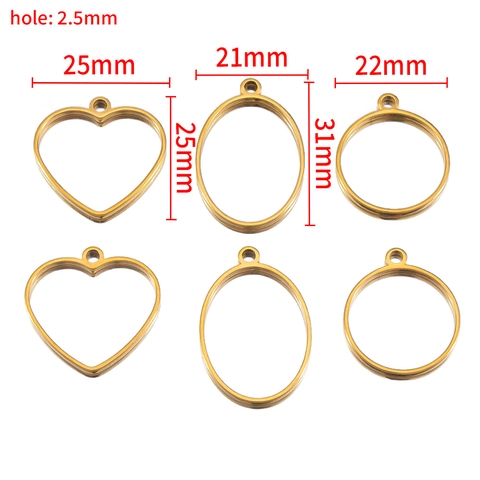 Cornici Per Pendenti Con Castone Aperto Geometrico In Acciaio Inossidabile Per La Creazione Di Gioielli Cuore Ovale Tondo