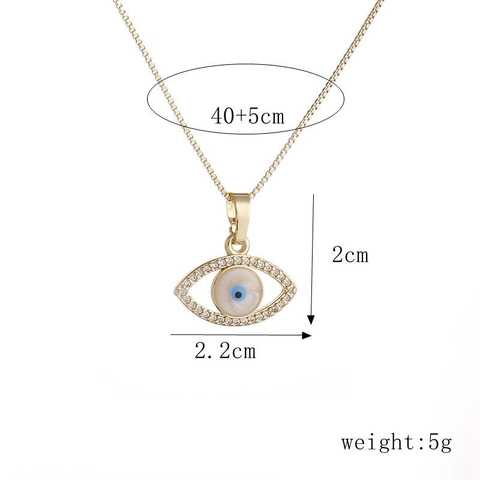 Evil Eye Anhänger Halskette Vergoldetes Kupfer Mit Zirkonia Geometrischer Augenschmuck Für Frauen