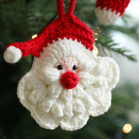 Ornamenti Natalizi Appesi Uncinetto Fatti Mano Lana Maglia Babbo Natale Albero Fiocco Neve Calza Gnomo Arredo