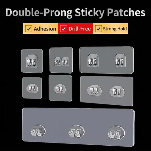 Bohrfreie Selbstklebende Haken Starke Wandmontage-Patch Für Lagerregale Transparentes Acryl Metall Wasserdicht Haushalt Organisation
