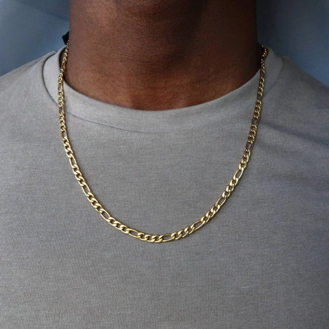 Figaro Chain Necklace Stainless Steel Gold Plated Hip Hop Streetwear Punk Jewelry For Men And Women Durable Sleek