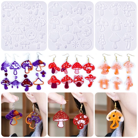 Mushroom Silicone Molds For Jewelry Making DIY Earrings Pendants Resin Casting Craft Tools Flexible Transparent