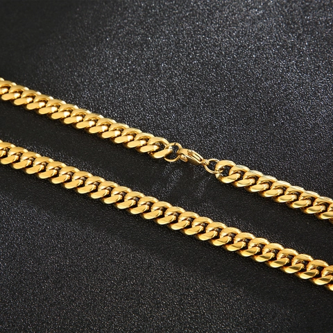 Gioielli Catena Cubana In Acciaio Inossidabile Collana E Bracciale Lucido Placcato Oro 18k Moda Hip Hop Per Uomini Donne