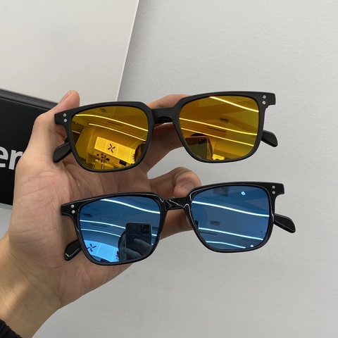 Gafas De Sol Cuadradas Vintage Montura De Resina PC Protección UV400 Decoración De Remaches Moda Exterior Viaje Para Mujeres