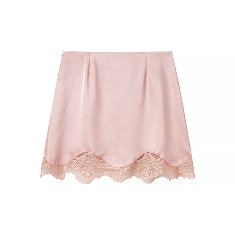 Satin Minirock Mit Spitzenbesatz Hohe Taille A-Linie Sexy Y2K Stil Mode Für Frauen
