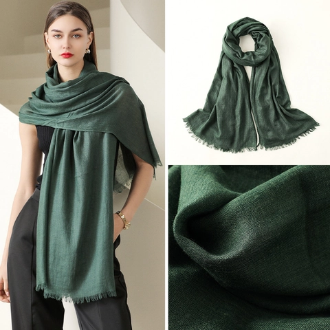 Women Long Cotton Linen Scarf Solid Color Tassel Shawl Wrap Sun Protection Beach Scarf Soft Fashionable
