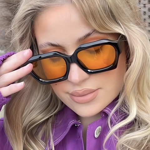 Mode Geometrische Vierkante Zonnebril PC Frame UV400 Bescherming Retro Trendy Dik Frame Buiten Casual Reizen Unisex