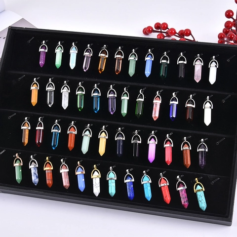 Natuurlijke Agaat Kristal Zeshoekige Punt Hanger Ketting Voor Vrouwen Mannen Legering Sluiting Waskoord Ketting Healing Stone Sieraden