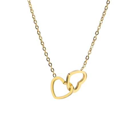 Ketting Hanger Met In Elkaar Grijpende Hartjes Titanium Staal Verguld Minimalistische Mode Sieraden Cadeau Voor Dames