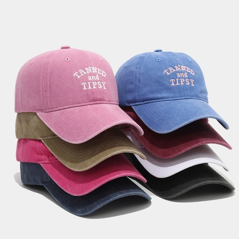 Casquette De Baseball En Coton Lavé Broderie Tanned And Tipsy Ajustable Vintage Chapeau Soleil Extérieur Femmes Hommes