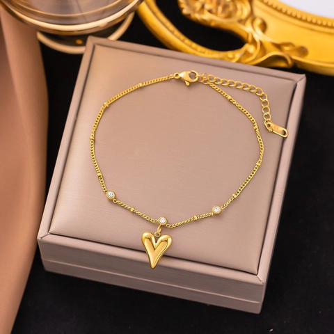 3D Hart Hanger Ketting En Oorbellen Titanium Staal Verguld Kralenketting Minimalistische Sieraden Voor Dames Elegant Zoet Accessoire
