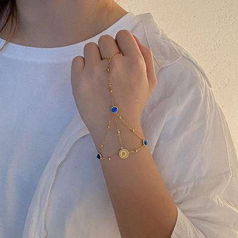 Edelstahl Sklavenarmband Finger Handgeschirr Böser Blick Herz Schmetterling Lebensbaum Für Frauen Böhmischer Schmuck