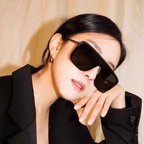 Oversized Square Shield Sunglasses For Women Men Metal Frame PC Lens UV Protection Retro Trendy Eyewear