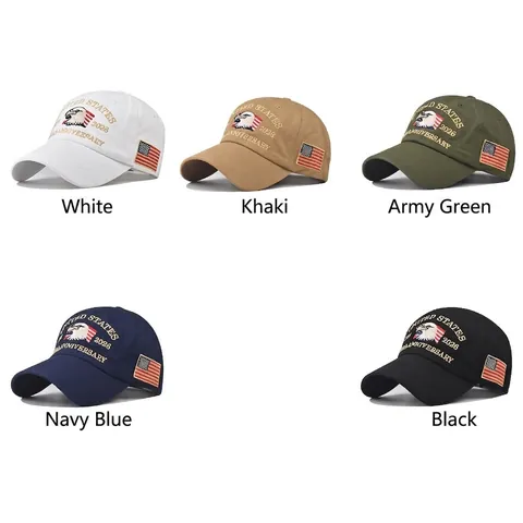 Cotton Baseball Cap 3D Eagle Embroidery American Flag United States Anniversary Commemorative Patriotic Vintage Sun Hat