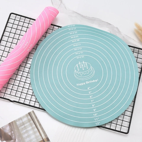 Tapis De Cuisson Rond En Silicone Antidérapant Avec Échelle De Mesure Outil De Pâtisserie Résistant À La Chaleur