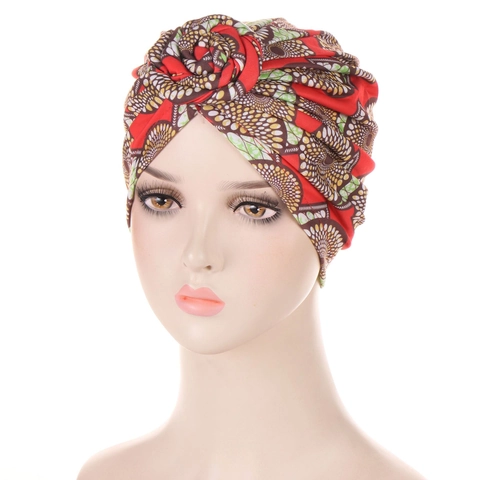 Turbante Da Donna Stampa Africana Fascia Stile Etnico Bohémien Elastico Poliestere Berretto Chemio Decoro Nodo Floreale