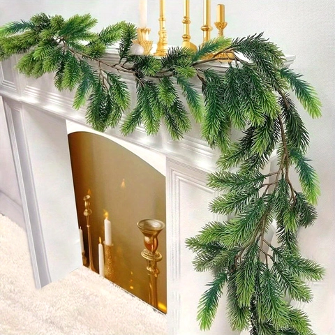 Ghirlanda Di Natale Artificiale Innevata PE Aghi Di Pino Vite Decorazione Natalizia Per Camino Ringhiera Scale Porta