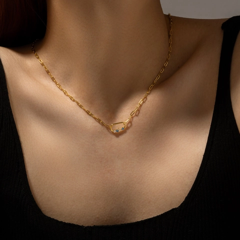 925 Sterling Silver Jewelry Set For Women Retro Gold Plated Geometric Pendant Necklace And Ring Artificial Pearl Rhinestone Jewelry
