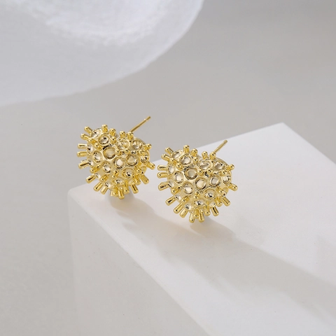 Boucles D'oreilles Cœur Cuivre Plaqué Or Avec Tige En Argent Sterling 925 Bijoux De Niche Haut De Gamme Granulés Pour Femmes