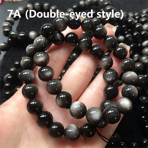 Natural Golden Obsidian Beaded Bracelet Men Double Eye Rainbow Stone Beads Healing Energy Jewelry Handcrafted Minimalist