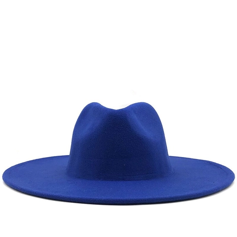 Fedora Hoed Met Brede Rand Van Imitatiewolvilt Effen Kleur Retro Jazz Pet Elegante Klassieke Stijl Dames Heren