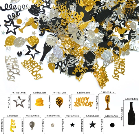 Happy Birthday Confetti Metallic Foil Plastic Cake Balloon Star Shapes Table Scatter Decor Party Supplies Colorful