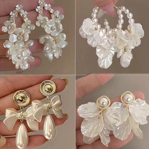 Orecchini A Fiore Con Künstliche Perle E Perno In Argento Sterling 925 Lega Strass Nappa Stile Francese Per Donne Eleganza