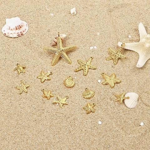 Zeewezen Charms Roestvrij Staal DIY Sieraden Maken Hangers Voor Ketting Armband Zeester Schelp Schildpad
