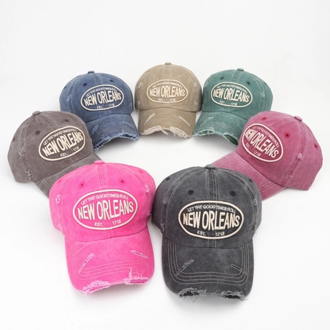 Vintage Washed Cotton Baseball Cap For Women Men Distressed Worn Design Letter Embroidery Sunshade Adjustable Sporty Hat