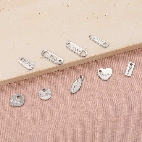 Colgantes Minimalistas De Acero Inoxidable Para Hacer Joyas DIY Etiquetas Corazón Ovalado Rectángulo Conector Pulsera