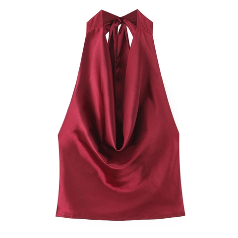 Top Halter Sin Espalda De Satén Y Minifalda De Pétalos 3D Cuello Desbocado Ropa De Fiesta Brillante Para Mujeres
