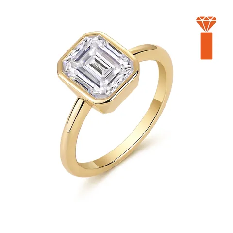 Luxury 925 Sterling Silver Moissanite Ring Gold Plated Emerald Cut Engagement Ring GRA Certificate Fine Jewelry For Women Wedding Gift