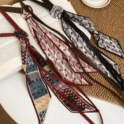 Γυναικεία Ζώνη Αλυσίδα Μέσης Vintage Paisley Print Μεταξωτό Μαντήλι Διακοσμητικό Λουράκι PU Δέρμα Ethnic Boho Στυλ