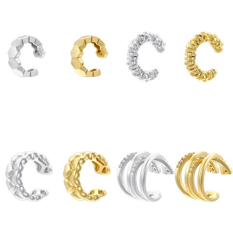 Ear Cuff A Forma Di C In Ottone Senza Buco Geometrici Spirale Cuore Multistrato Placcato Oro Argento Retro Minimalista