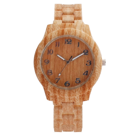 Orologio Al Quarzo Da Donna Texture Venatura Del Legno Plastica Quadrante Rotondo Analogico Numeri Arabi Moda Casual