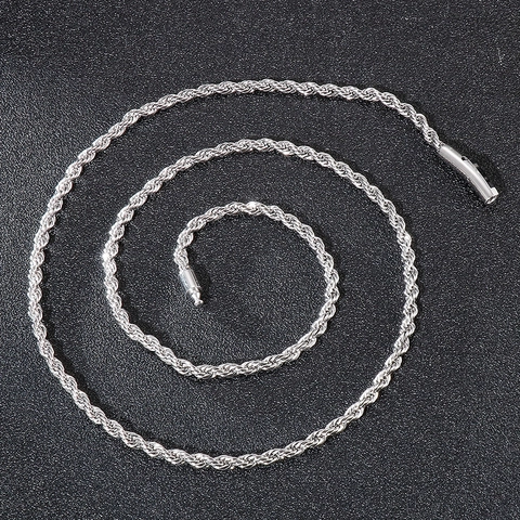 Rope Chain Necklace Stainless Steel Twisted Link With Cylindrical Clasp Silver Color Jewelry Accessory For Men Women