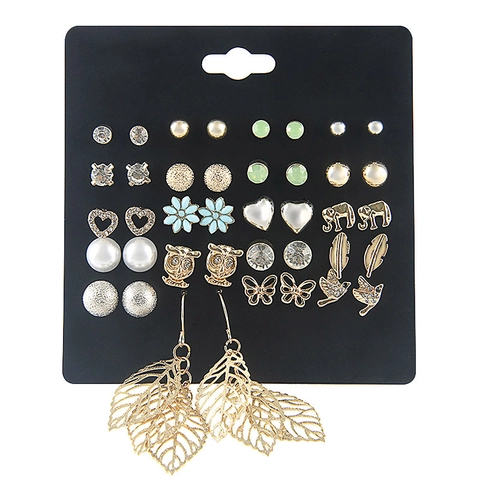 Stecker Ohrringe Legierung Strass Künstliche Perle Mit Stahlstecker Vintage Blume Herz Schmetterling Accessoires Für Damen