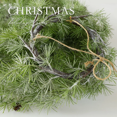 Aghi Di Pino Appesi Di Natale Artificiali Con Pigne Innevati PE Ghirlanda A Cascata Decorazione Parete Casa Vacanze