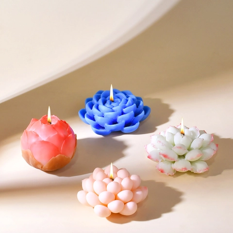 Succulent Lotus Silicone Mold For DIY Candle Making Soap Plaster Aroma Stone Crafting Realistic Plant Shape Flexible