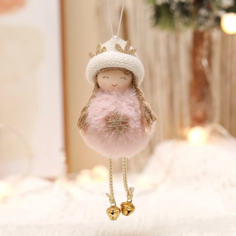 Bambola Angelo Peluche Di Natale Ornamenti Corna Di Renna Cappello In Maglia Paillettes Ciondolo In Pelliccia Sintetica Con Campanello