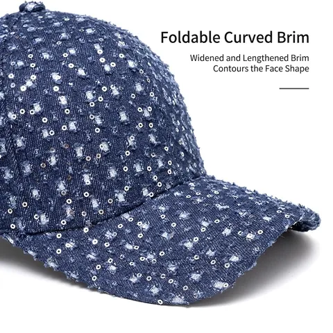 Gorra De Béisbol De Mezclilla Con Lentejuelas Vintage Ajustable Protección Solar Streetwear Para Hombre Mujer